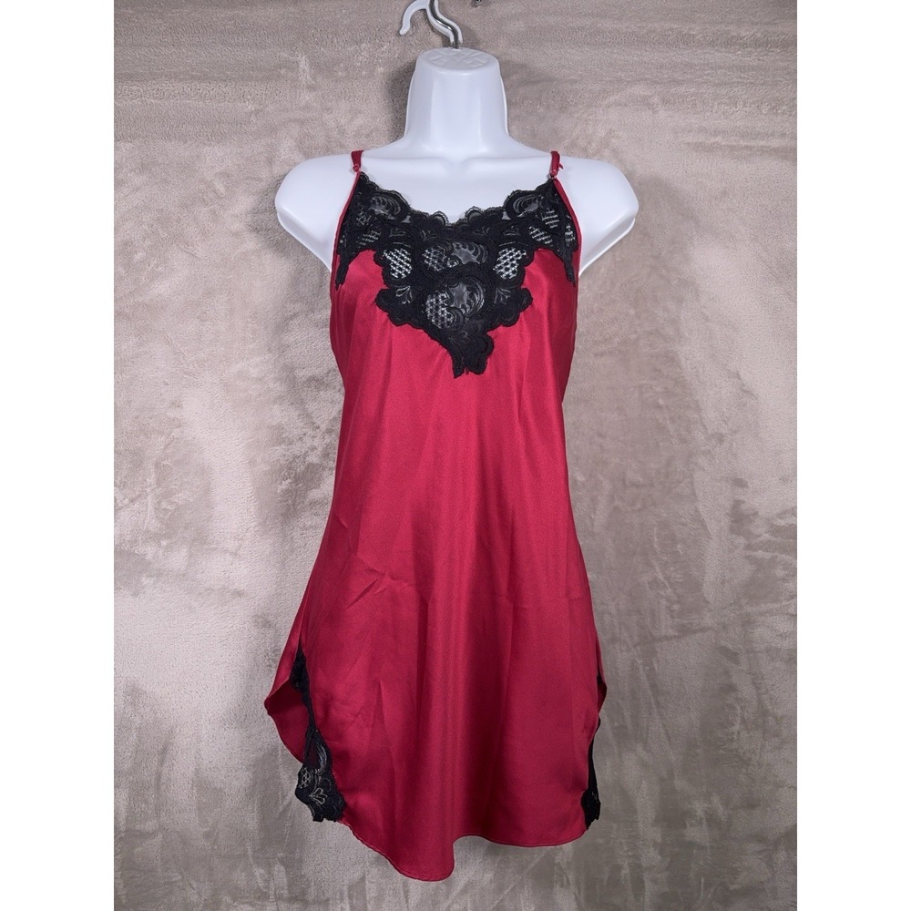 Victoria's Secret Gold Label‎ Slip Dress Womens Small Red Lace Satin Chemise